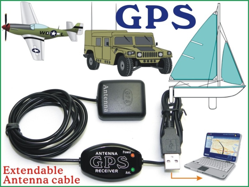 Laptop GPS Receiver w/ External Active for Google Earth Map, Garmin, C-map or Any GPS Map w NMEA, Windows, Mac, Android Tablet